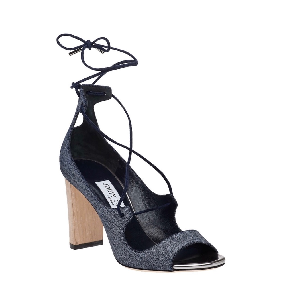 Jimmy Choo Blue Denim Lace Up Heels